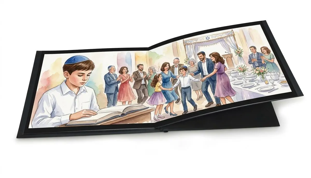 אלבום הדבקה כריכה קשה + 12 הדפסות 15x20 ס"מ (לרוחב) - אלבום תמונות מודפס