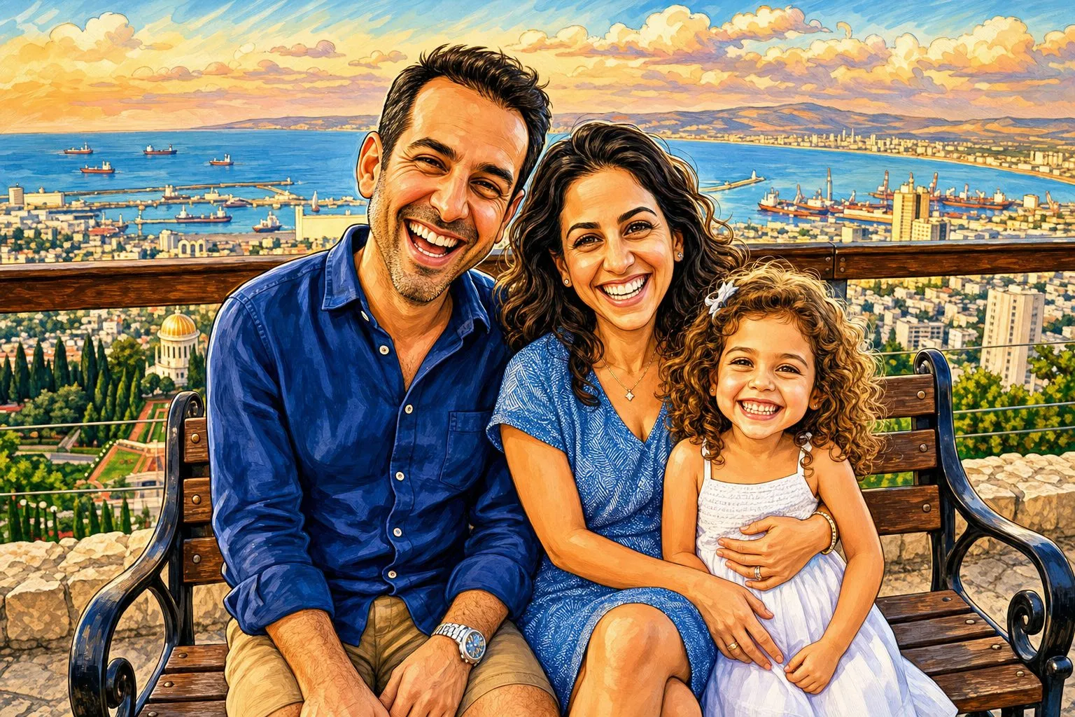 אותה משפחה כאיור בסגנון קריקטורה