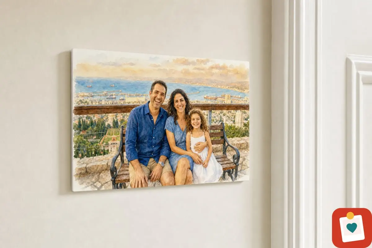 קאפה עם תמונה מאוירת 10x15 ס"מ - איור אישי שנוצר מתמונה, מודפס על מוצר