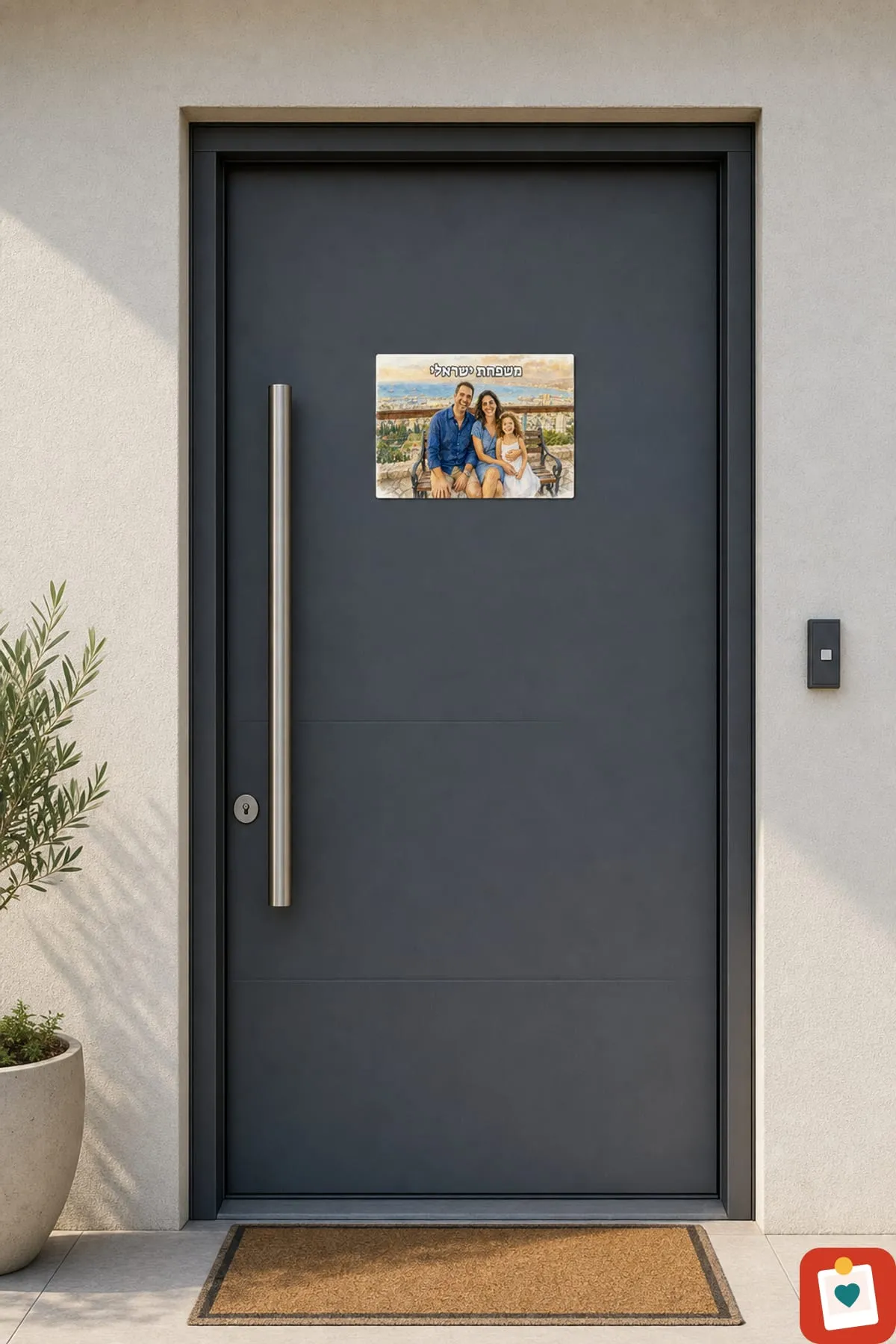 שלט מאויר לבית על מגנט 15x20 ס"מ - איור אישי שנוצר מתמונה, מודפס על מוצר - זווית נוספת