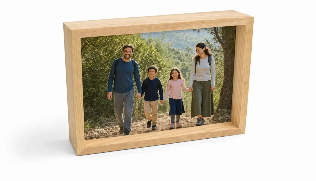 מסגרת עץ פרספקס 10x15 ס"מ - תמונה מודפסת במסגרת לעמידה על מדף