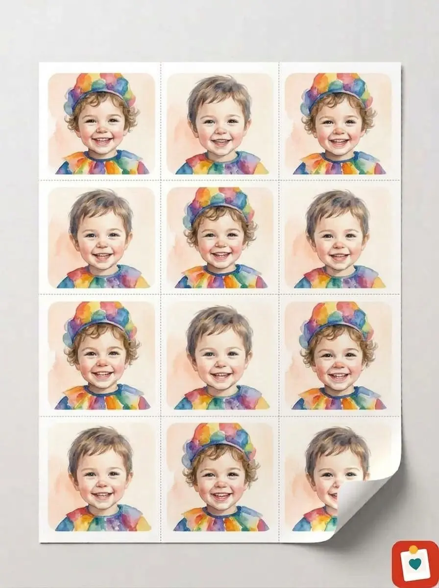 גיליון 12 מדבקות 5x5 ס"מ - מדבקות מתמונה אישית