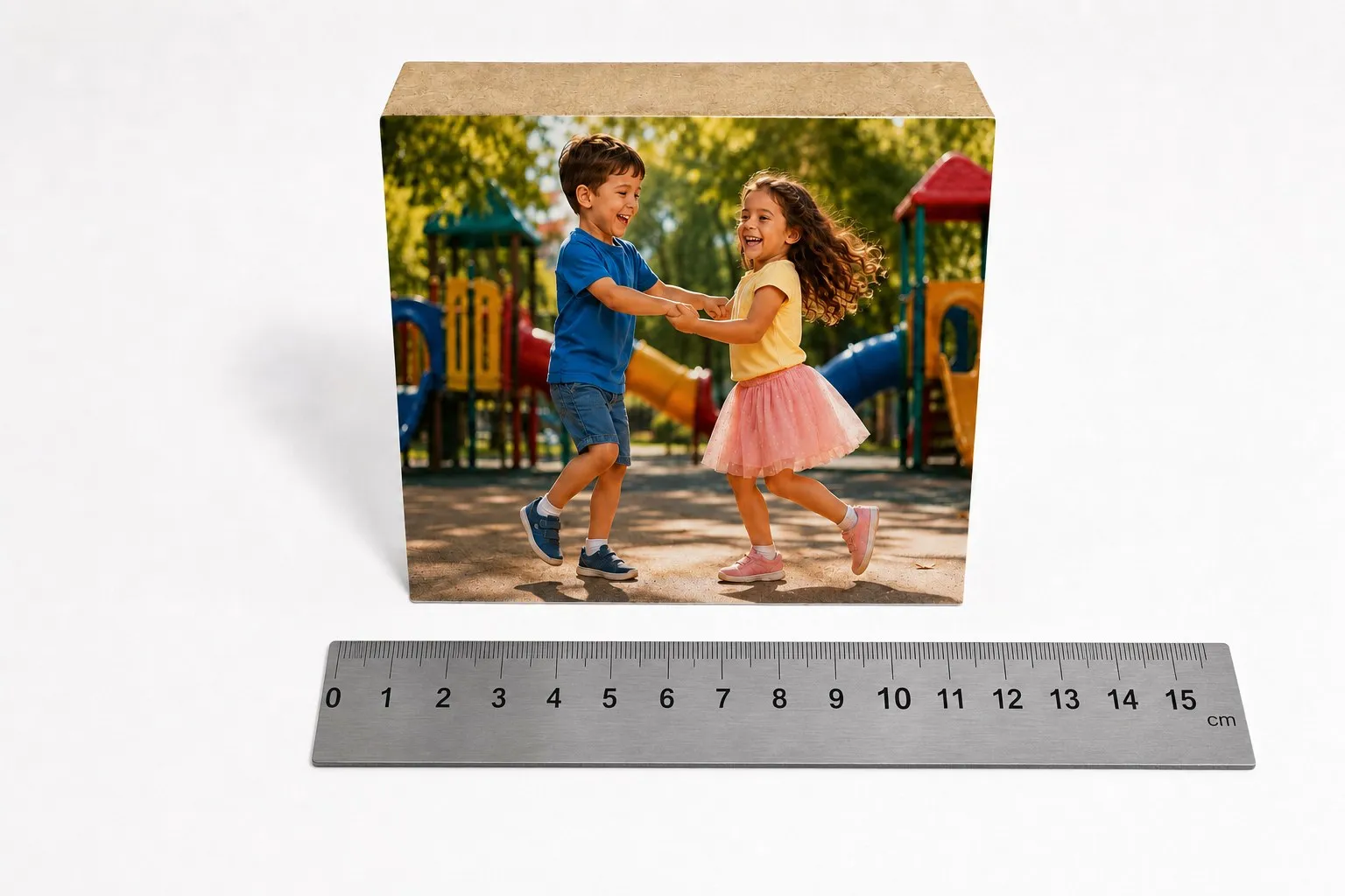 בלוק עץ 10x10 ס"מ - הדפסת תמונה על בלוק עץ - זווית נוספת